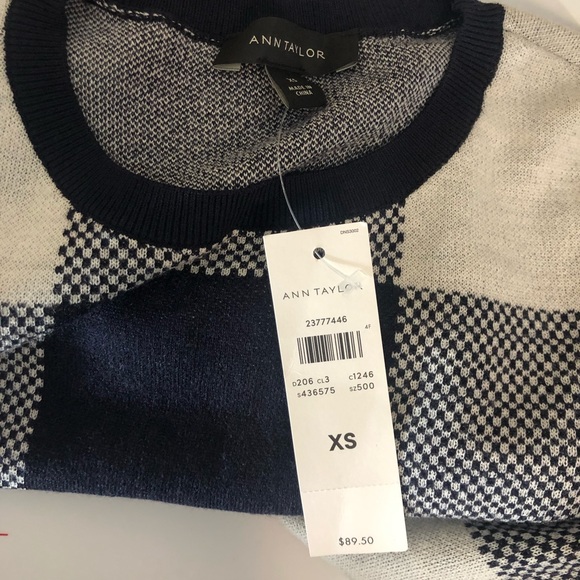 NWT Ann Taylor Checked Tunic Wool Blend Blouse - Picture 6 of 7